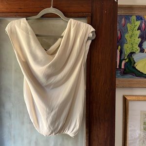 Modern Citizen Valentina Twisted One-Shoulder, Ivory Top, Silky Polyester, M